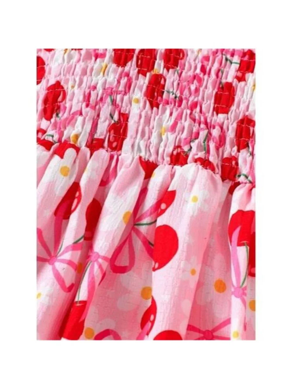 Children's Cherry Print Smocked Dress